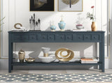 Rustic Entryway Console Table, 60" Long Sofa Table with two Different Size Drawers and Bottom Shelf 49120288
