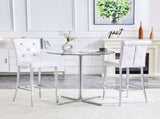 A set of 2 white vintage crocodile bar chairs, featuring crystal clasp design and synthetic W3875P383095