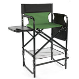 31" Tall Directors Chair with Footrest, 4Portable Bar Height Folding Camping Chair with Built-in Cup 85468184