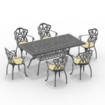 ZUN L68.90*W35.43-inch Cast Aluminum Patio Dining Table with Black Frame and Umbrella Hole W1710P166021