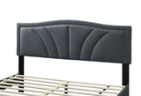 Modern Vintage Look 1pc Queen Size Bed Charcoal Burlap Fabric Nailhead Trim Accents Headboard B011P238960