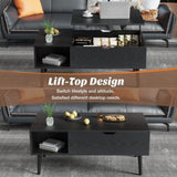 ZUN Lift Top Coffee Table ,Wooden Furniture with Hidden Compartment and Adjustable Storage 98572719