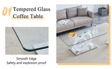 Contemporary Style Glass-Top MDF Coffee Table with White Base - Suitable for Living Rooms and Lounge W3226P279047