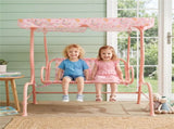2-Seater Kids Patio Swing with Adjustable Canopy & Safety Belts Outdoor Toddler Swing Bench - PINK 49160533