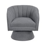 1pc Modern Swivel Accent Chair Dark Gray Boucle Upholstery Solid Wood Foam Seat Cushion Unique Style B011P308016