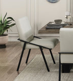 Black Metal Base Contemporary Side Chairs Set of 2pc, Cream Fabric Upholstered Dining Furniture B011P285337