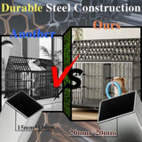 52" Heavy Duty Dog Crate Large Dog cage Strong Metal Dog Kennels and Crates for Large Dogs with 4 W206137933