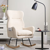 Modern Rocking Chair with High Backrest,Teddy Material Comfort Arm Rocker, Lounge Armchair for W244134105