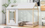 Twin Size House Platform with Roof and Window , WhiteNatural WF312208AAN