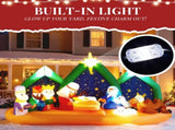 9FT Lighted Christmas Inflatable Decoration, Inflatable Nativity Scene with Starry Night Backdrop, 57994703