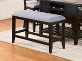 1Pc Transitional Dark Gray Finish Fabric Upholstered Counter-Height Dining Bench B011P193050