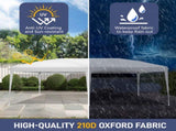 10'x20' Instant Pop Up Canopy Tent White, No Sidewalls Design, 28/22mm Powder Coated Steel Frame, 94300314