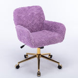 A&A Furniture Office Chair,Artificial rabbit hair Home Office Chair with Golden Metal W1143P154102