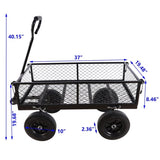 (Black solid wheels wagon cart) Solid wheels Tools cart Wagon Cart Garden cart trucks make it easier W227P162450