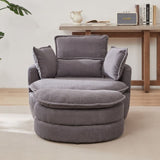 38"W Oversized Swivel Chair with moon storage ottoman for Living Room, Modern Accent Round Loveseat W834P150053