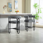 ZUN House Hold Bar Set of 1, Modern Bar Stool with Back, Black Metal Frames, Upholstered Bar W1588P207633