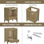 ZUN 24" Bathroom Vanity without Sink, Base Only, Rattan Cabinet with Doors and Drawer, Solid Frame and WF297609AAD