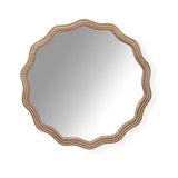 23.62 inches Wood Round Wavy Wall Mirror Round Wall Mirror Scalloped Mirror -Large Decorative Wood W2295P290646