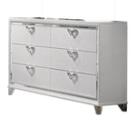 ZUN Modern Style 6-Drawer Dresser with Mirror Accent & V-Shape Handles in White B009133858