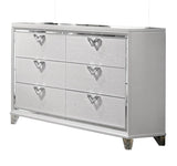 ZUN Modern Style 6-Drawer Dresser with Mirror Accent & V-Shape Handles in White B009133858