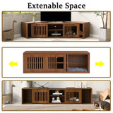 Mid-Century Morden Walnut Tv Stand With Extendable table Soft cushion Sliding door Cat friendly N843P255637W
