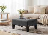 Small Footstool Ottoman with Thick Cushion, Angled Legs, Hidden Storage Compartment, Dark Gray 06166246