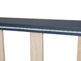 Wood Twin Size Race Car-Shaped Platform Bed with LED and Upholstered Backrest, Blue 38200943