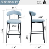 26'' Counter height bar stools Teddy fabric cover kitchen island counter bar stool with black powder W2215P292148