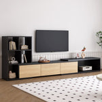 ZUN ON-TREND 74.8''-126'' Extendable TV Stand with 3 Tier Bookshelves for TVs up to 110'', Adjustable WF531669AAB