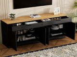 ON-TREND Farmhouse TV Stand with 2 Drawers for TVs Up to 70", Versatile Wood Grain Sideboard with N721P245732B