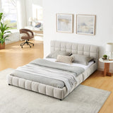 Queen Size Upholstered Bed ,comfortable upholstered bed frame, Chenille fabric, with headboard and W487P235287