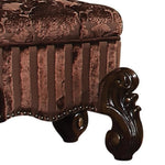 ZUN Brown and Cherry Oak Vanity Stool with Nailhead Trim B062P208999