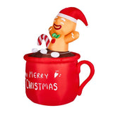 6.5FT Lighted Christmas Inflatable Decoration, Inflatable Gingerbread Man in Cup, Funny Blow Up Yard 05695621