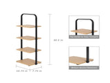 4-Tier Wooden Shoe Ladder for Shoe Storage, Black and Light Honey Wood, Holds up to 4 Pairs 39628314