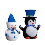 Set of 2 Lighted Plush Penguin and Snowman Christmas Decorations, Pre-lit Pull Up Holiday Decor with 71294454