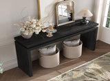 60'' Black Farmhouse Console Table - Retro Wooden Entryway Table with Double Board Suspension W1445P317059