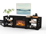 58 Inch Black Double-Sided Cross Fireplace Cabinet with 18 Inch Fireplace Core, 149 * 40 * 60cm 93479930