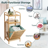 Bamboo Bathroom Shelf with Tilt-out Laundry Hamper 90037264