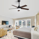 Low Profile 42 Inch Ceiling Fan 5 Blades Noiseless Reversible Dc Motor Remote Control With Led Light W934P145919