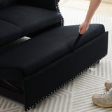 Artemax 55'' Modern Shiny Velvet Convertible Loveseat Sleeper Sofa Couch w/ 2 Lumbar Pillows, W668100737