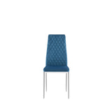 ZUN Light blue modern simple style dining chair leather chrome metal pipe diamond grid pattern W29964250