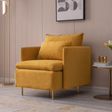 ZUN Modern fabric accent armchair,upholstered single sofa chair,YELLOW ,Cotton Linen 30.7" 02656485