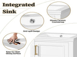 16-inch Bathroom Vanity with Ceramic Sink, Freestanding Single Vanity Set with Soft Closing Door, N710P330979K