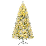 6FT Snow Flocked Christmas, Pre-Lit Set with & Garland & Wreath, Artificial Hinged Xmas 94870268