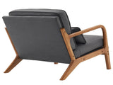 Oak Armrest Oak Upholstered Bronzing Cloth Single Lounge Chair Indoor Lounge Chair Dark Grey 30079338