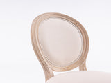 French Style Solid Wood Frame Linen Fabric Oval Back Dining Chair,Set of 2,Cream W162278981