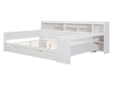 Wooden Full Size Daybed with Storage Shelves, Multi-functional Bed with Two Storage Drawers and 34590533