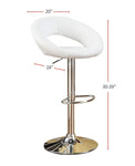 ZUN White Faux Leather Stool Adjustable Height Chairs Set of 2 Chair Swivel Design Chrome Base PVC B01149815