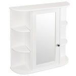 ZUN 3-tier Single Door Mirror Indoor Bathroom Wall Mounted Cabinet Shelf White 48311781