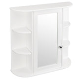 ZUN 3-tier Single Door Mirror Indoor Bathroom Wall Mounted Cabinet Shelf White 48311781